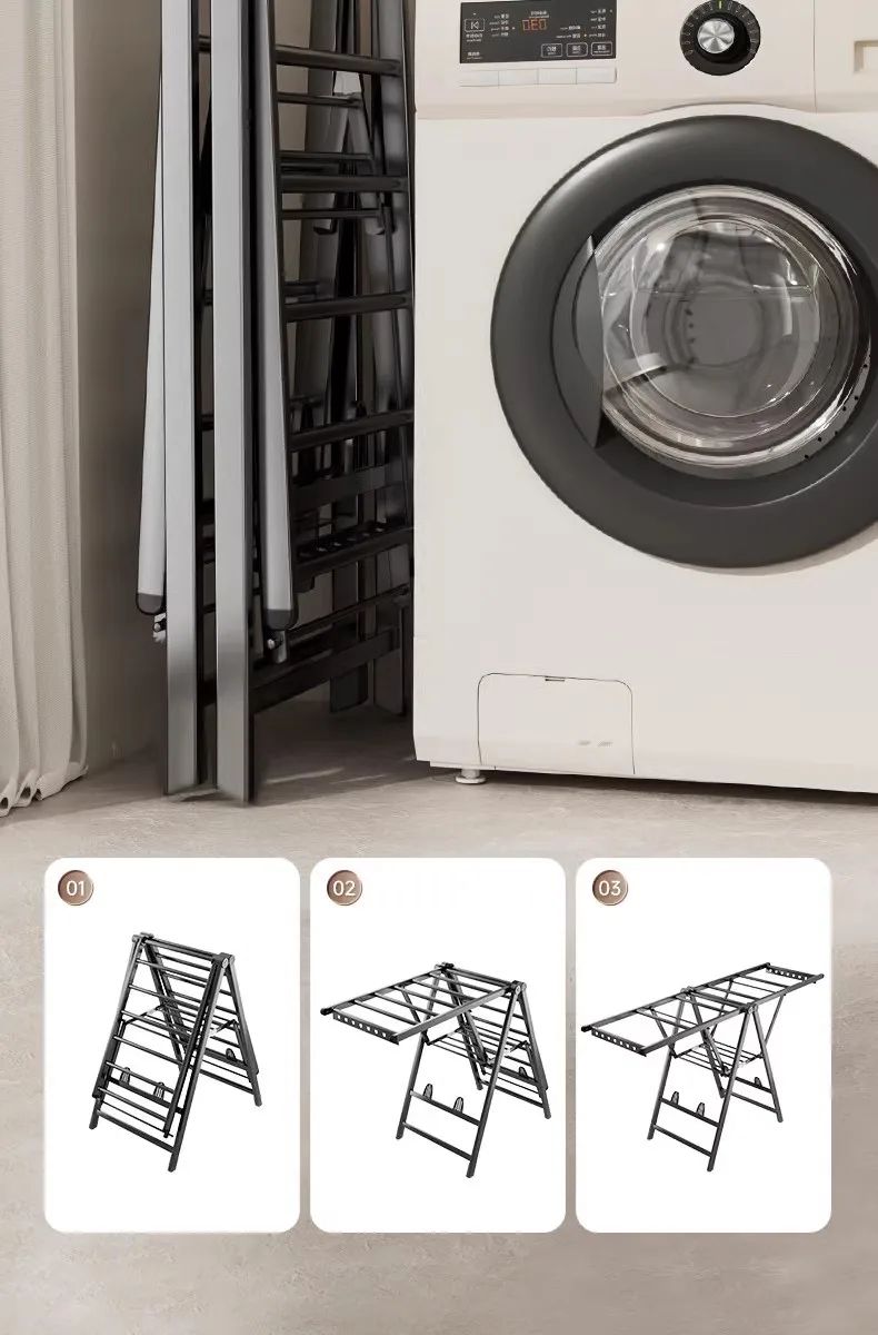 Collapsible Adjustable Butterfly Shape Outdoor Foldable Cloth Dryer Stand And Laundry Clothes Drying Rack