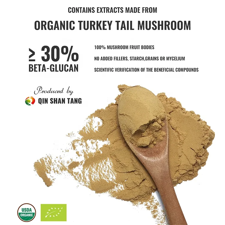 
Beta-D-Glucan Mushroom Powder Turkey Tail Mushroom Trametes Versicolor Extract 