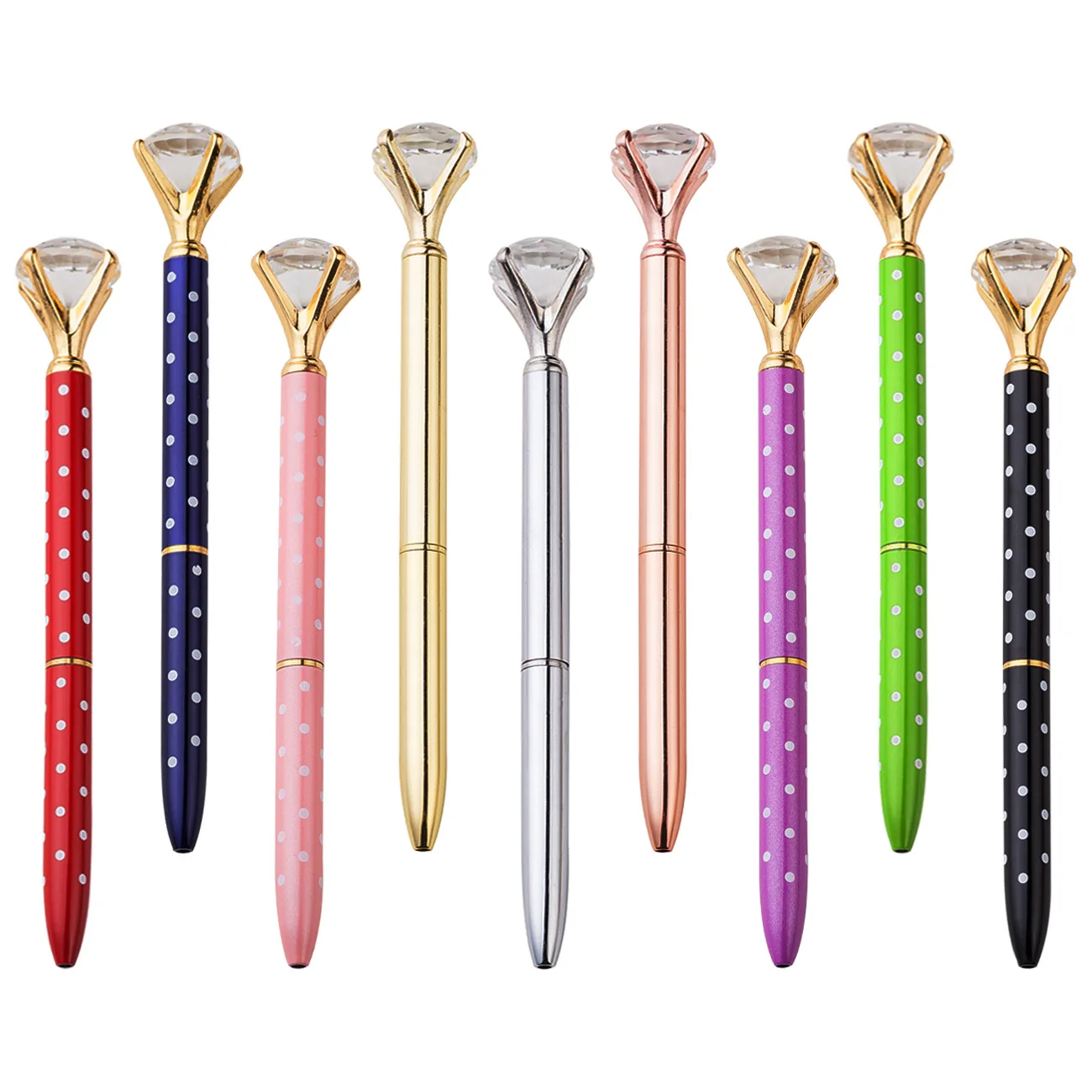 Wholesale promotional office school gift stationery crystal diamond top metal ball ballpoint pen