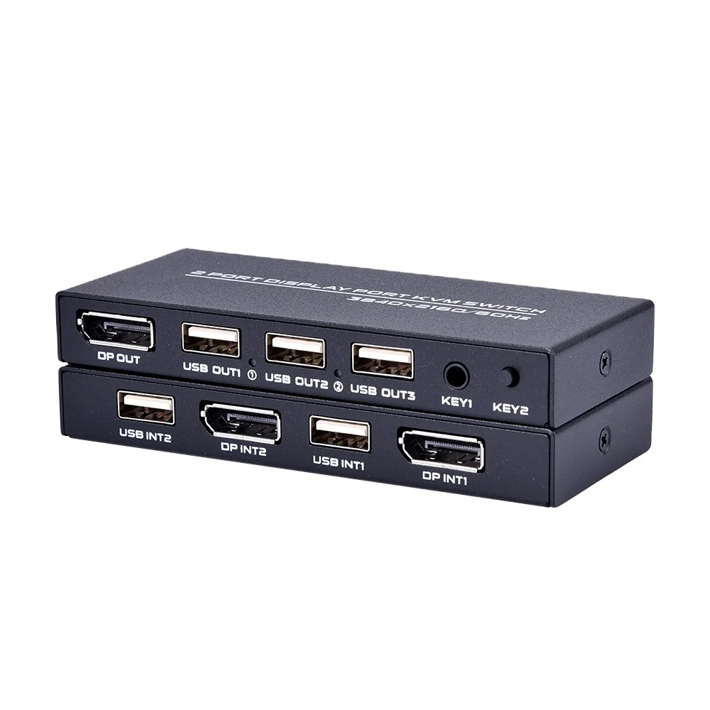 FJ-DK201 FJGEAR Plug and play 2 Port 2 in 1 out Display Port Video Kvm Switch support Usb 2.0 3840*2160@60Hz DP Kvm Switch