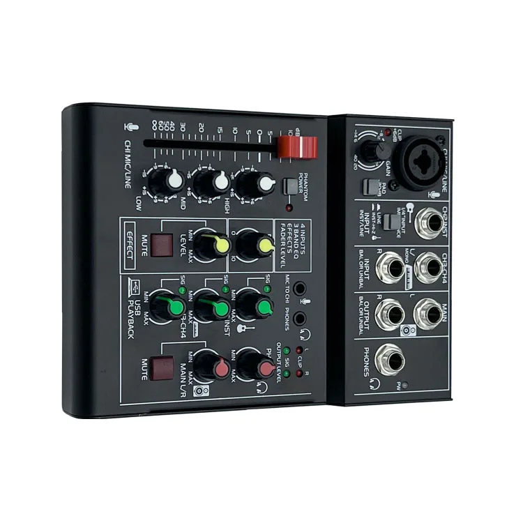 M44USB mini pocket mixer 4 channel digital mixer for recording usage