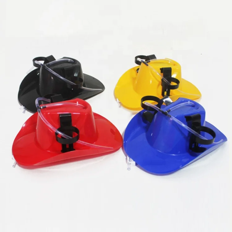 Novelty Beer& Soda Guzzler Drinking Helmet,  Cowboys Drinking Hat with Straw - Fun Party Hat