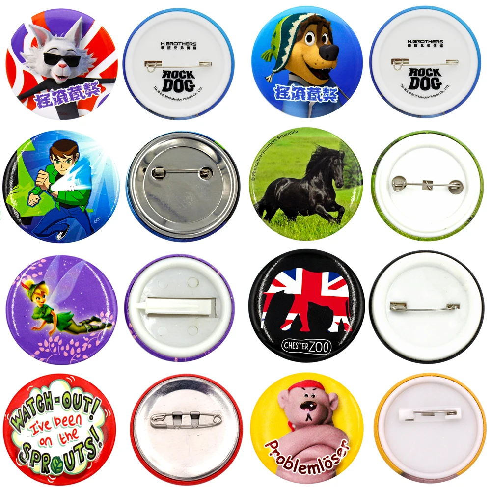 Button Badge Maker Wholesale Custom 58mm Printed Design Logo Blank Plastic Magnetic Pins Round Tin Button Badge