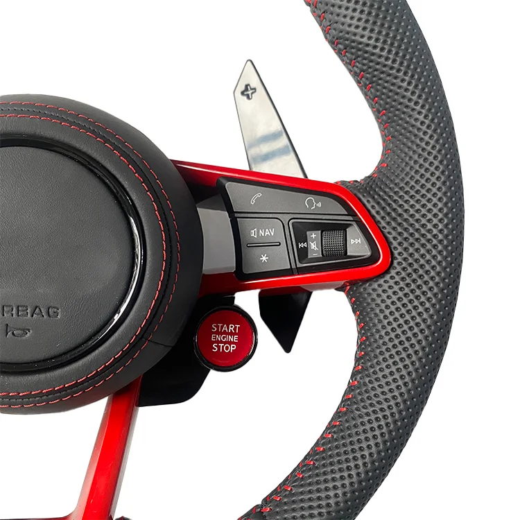 Custom Sports Style Carbon Fiber Steering Wheel for Audi Models R8 TT A1 A3 A4 A5 A6 A7 A8 Q5 Q7 TTRS with Real Leather Material