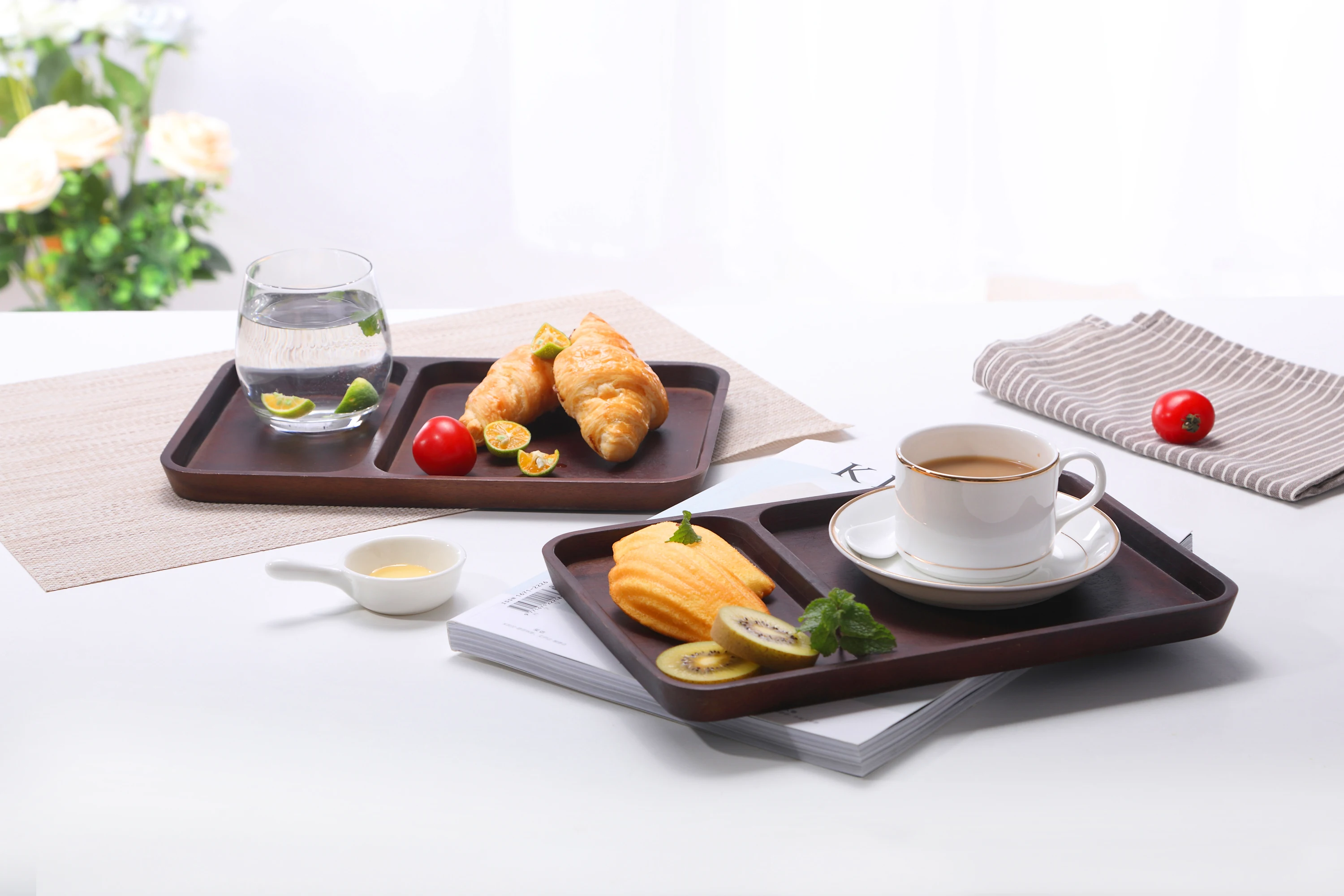 
Bolin Large Black Acacia Wooden Trays Serving,restaurant wooden food serving trays 