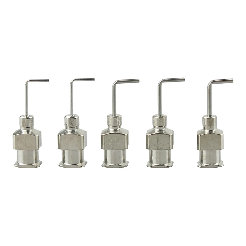 Popular 90 Degree Elbow Stainless Steel Needle 18G-34G Disposable Manual/Pneumatic Needle Cylinder Dispenser Needle Tube
