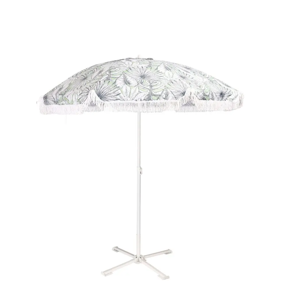 Оптовый Поставщик, новый дизайн, высокое качество, макраме, богемский шест, пользовательский принт, солнце, сад, макраме, пляжный зонт с кисточками