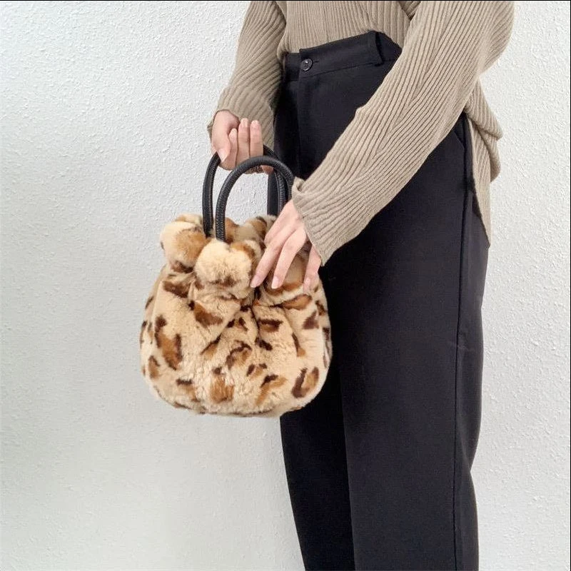 Real Rex rabbit fur tote bags women fur fashion shoulder bags custom color lady fur handbags