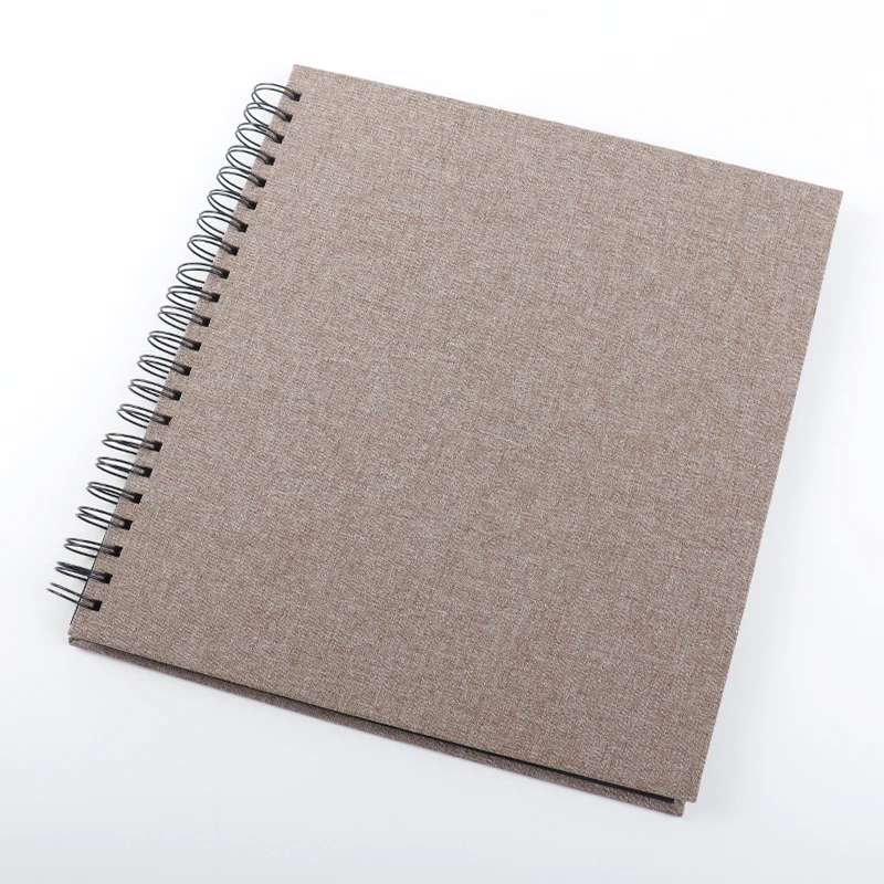 Linen Cover Spiral Binding Diy Photo Album Black Inside Pages Wholesale Scrapbook Albums