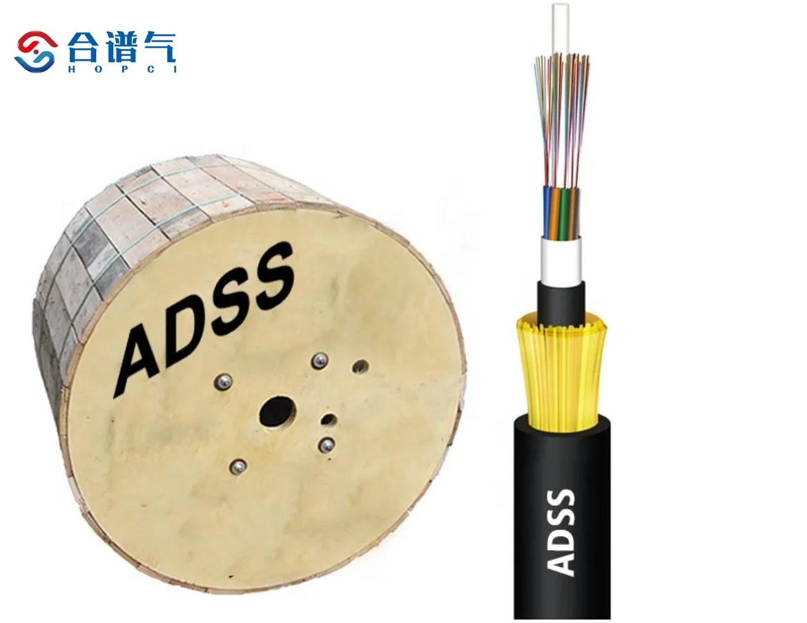 Self supporting communication 8 core ADSS fibra optic cable double single mode   Fiber Optic Cable