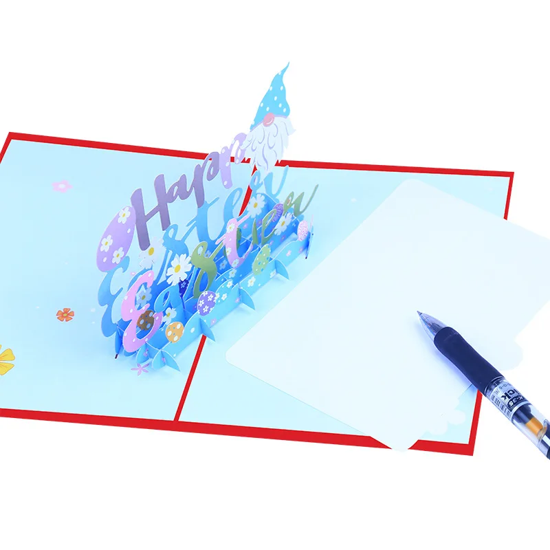 Цветная печать 3D Пасхальная открытка ручной работы праздничная для детей бумага с кроличьим яйцом резная подарочная карта