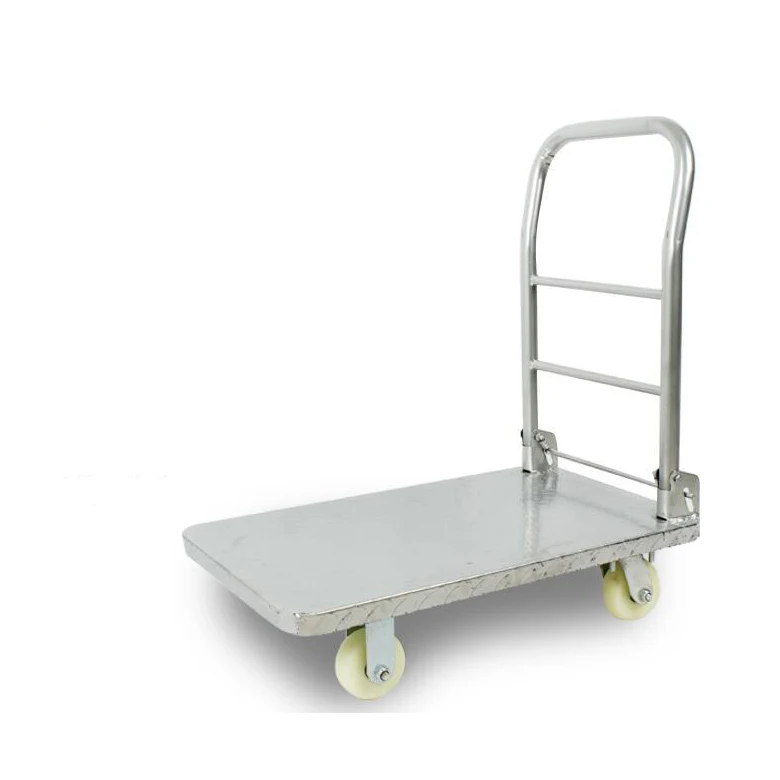 Steel plate plate driver push and pull truck hauler pull cargo trailer four-wheel folding portable silent iron