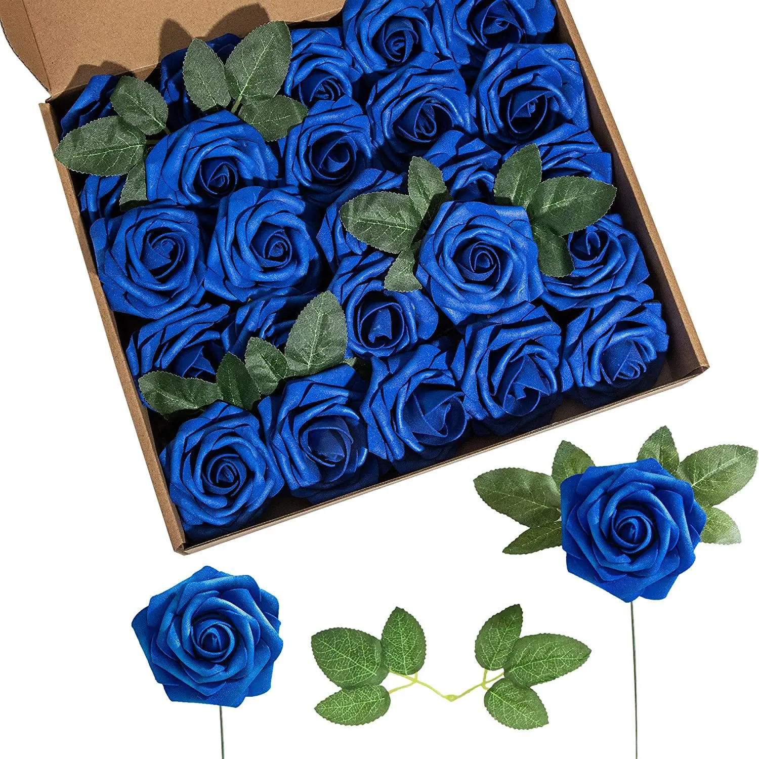 OPP BAGS Foam Pe Roses Fake Flowers With Rods 25pcs Wedding Decorative Artificial Flowers