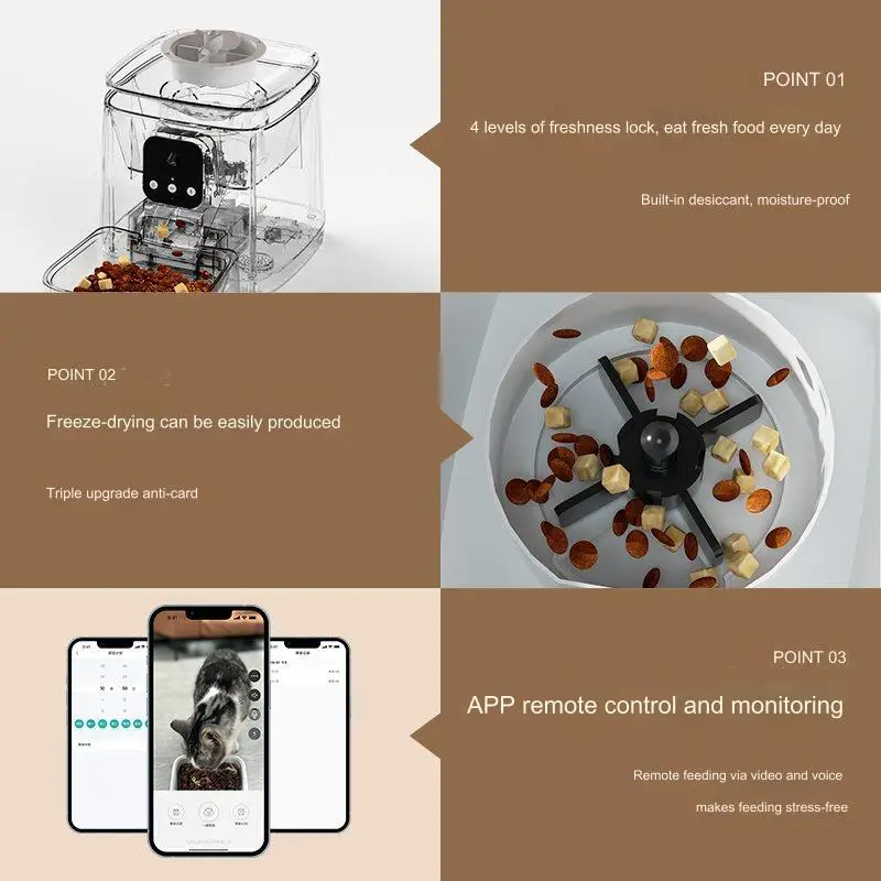 2024 Hot Sale Dual Camera 5G HD Video Interaction Dual Power Supply Smart Pet Feeder