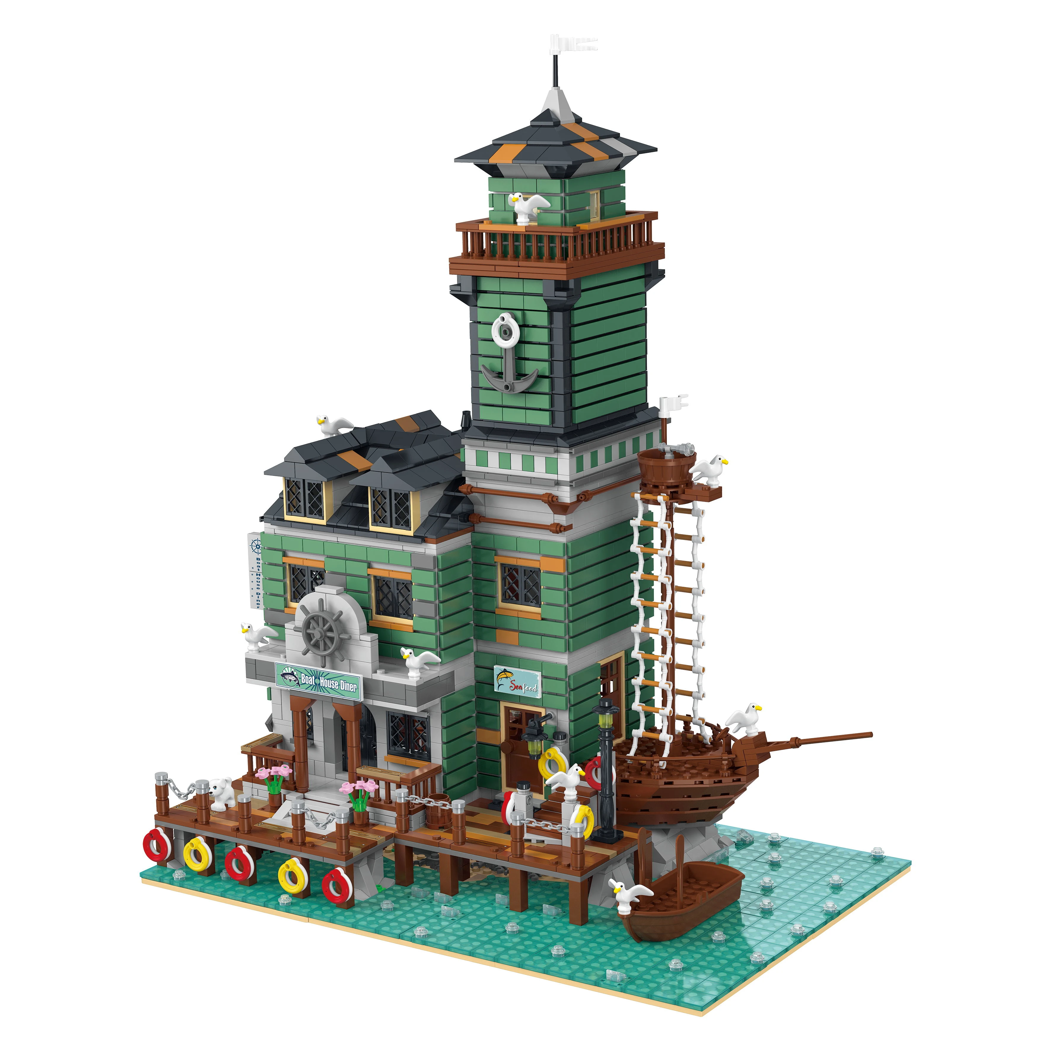 Urge building block 30103 Lepini architecture Old Fishing Boat House Diner kid toys educational plastic brick birthday gift DIY