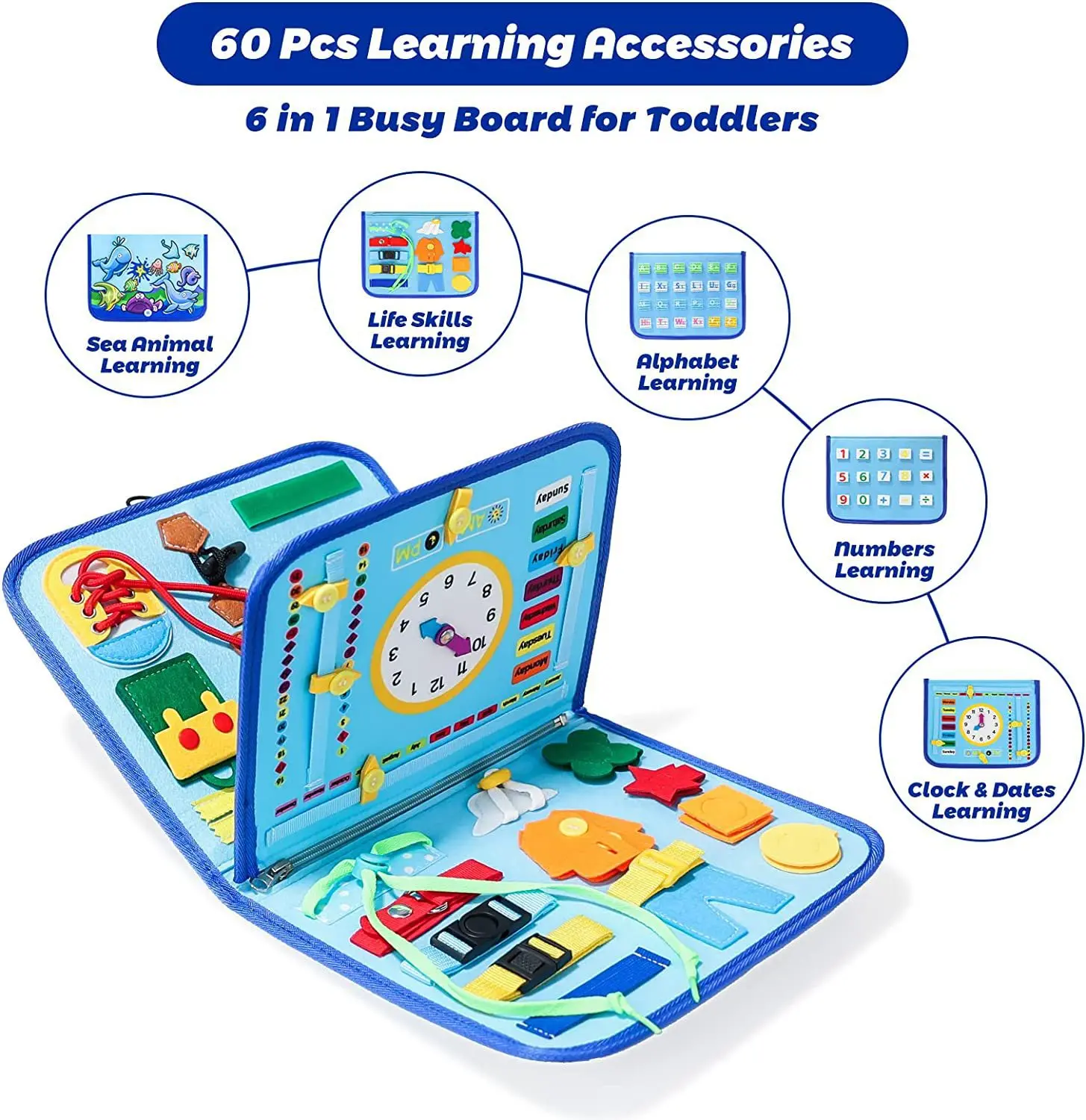 DIY Montessori Toys For Toddlers Foldable Sensory Autism Toys Bag Toddler Activity Board Busy Book