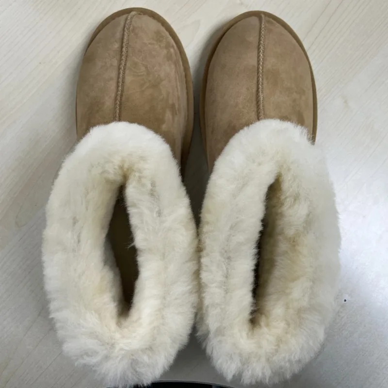 Factory low price high quality best wool winter warm Australian double faced sheepskin leather slippers winter shoes