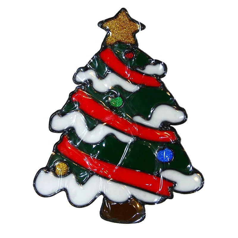 Christmas decoration stickers colorful mirror fridge glass stickers soft christmas jelly stickers