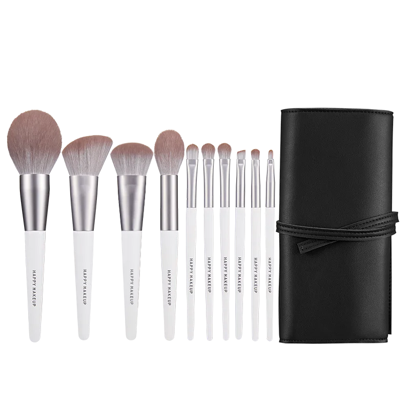 HAPPYMAKEUP High Quality Beauty Brush Set 10pcs Soft Vegan Hair Wholesale Promotion Cheap Makeup Brush Set With Bag