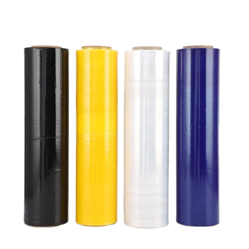 Plastic Pe Protective Strech Cling Wrapping Hood Film Elasticizzato LLDPE Pallet Hand Stretch Wrap Jumbo Roll Film