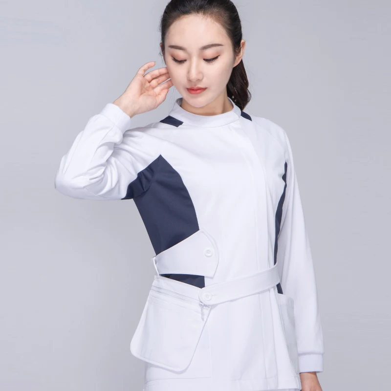 Private hospital high-end nurse uniform fashionable maternity  nurse white uniform designs in stock uniformes