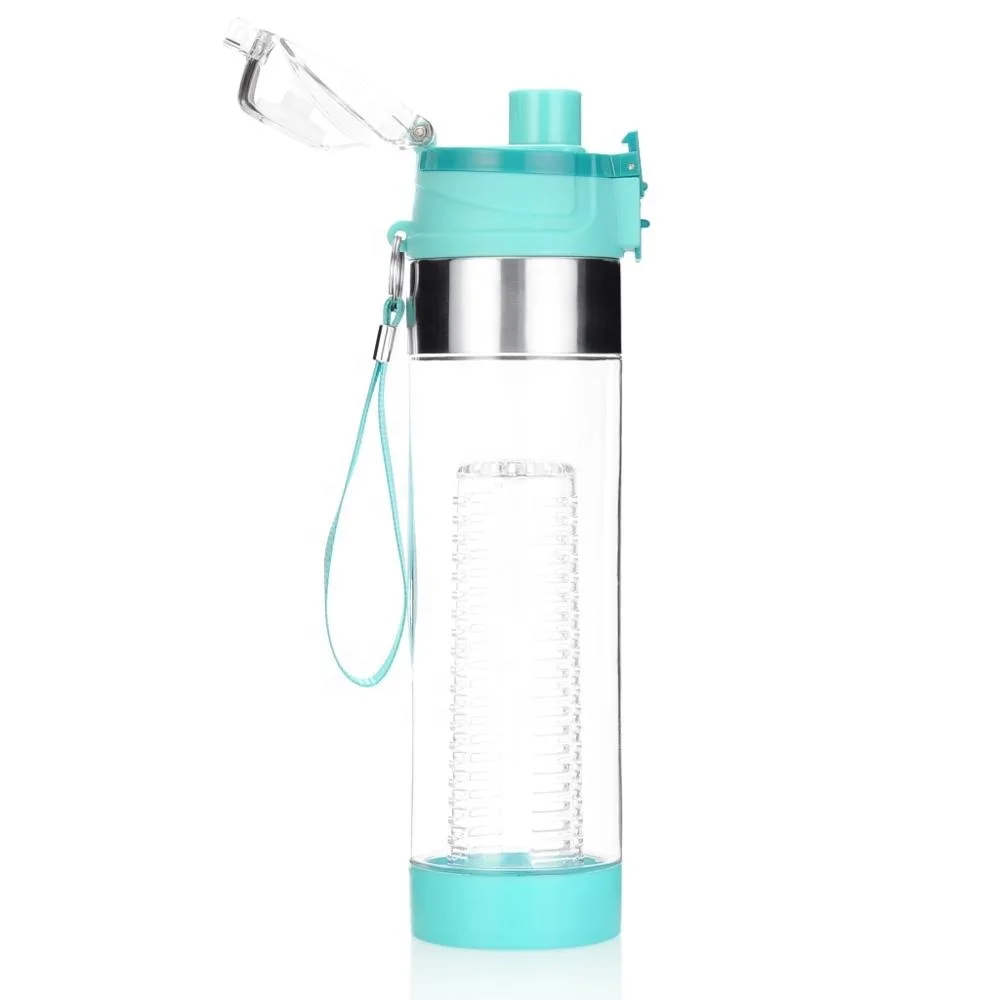 24oz/700ml Amazon hot sale custom logo bpa free  plastic tritan fruit infuser filter water drinking bottle with leakproof lid