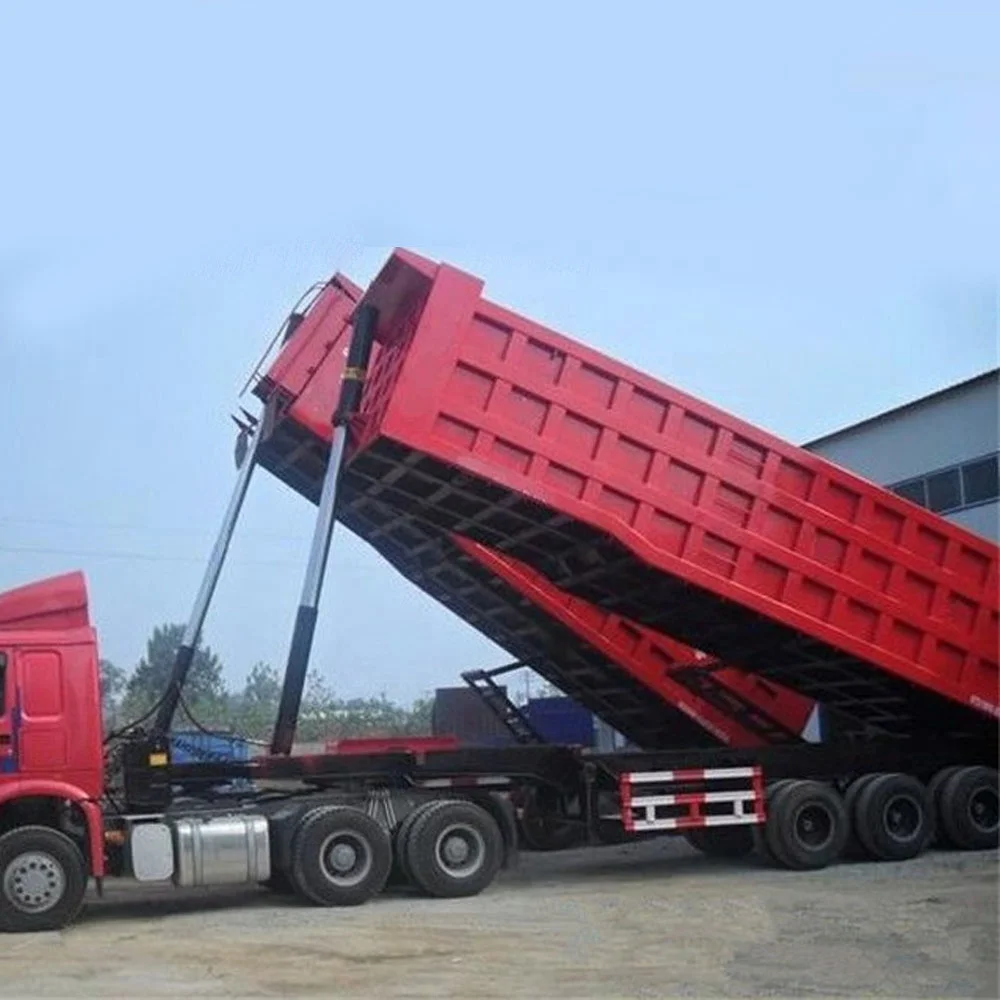 BERKLEY 3 4 Axles Cargo Transport farm dump trailer hydraulic end dump truck trailer rear dump tipper trailer