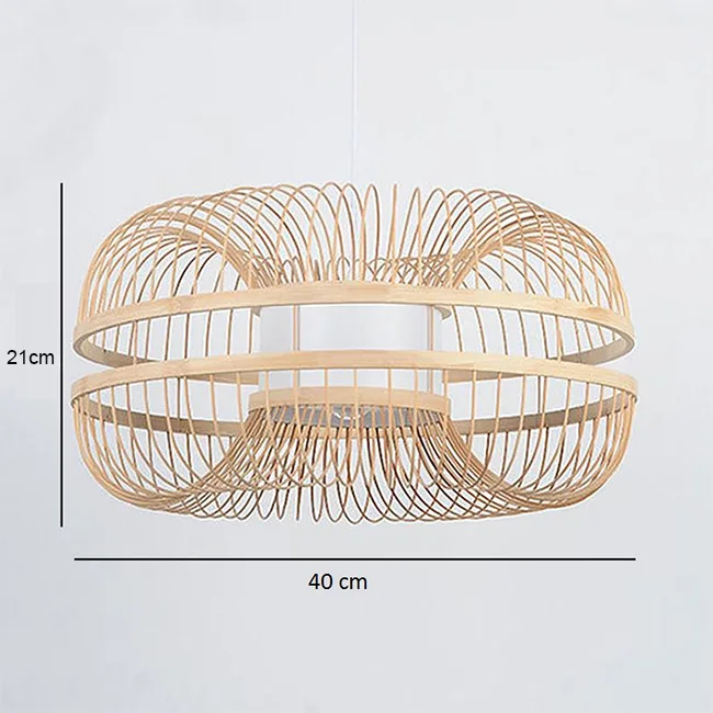 Modern Chinese Handmade Natural Woven Bamboo Chandelier Big Round Basket Lantern Pendant Lamps for Cafe and Restaurant