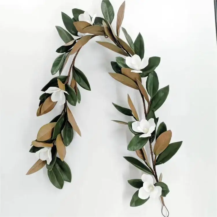 High quality touch PU artificial flower magnolia garland for home decoration garden fence decoration