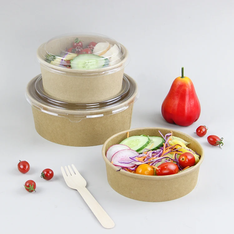 32oz/1000ml disposable Bamboo fiber Paper kraft salad bowl