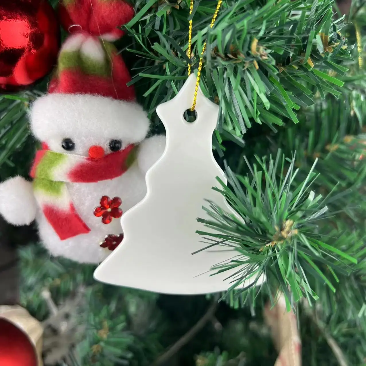 Wholesale Blank White Porcelain Pendant Custom Creative Christmas Ceramic Ornament Pendant