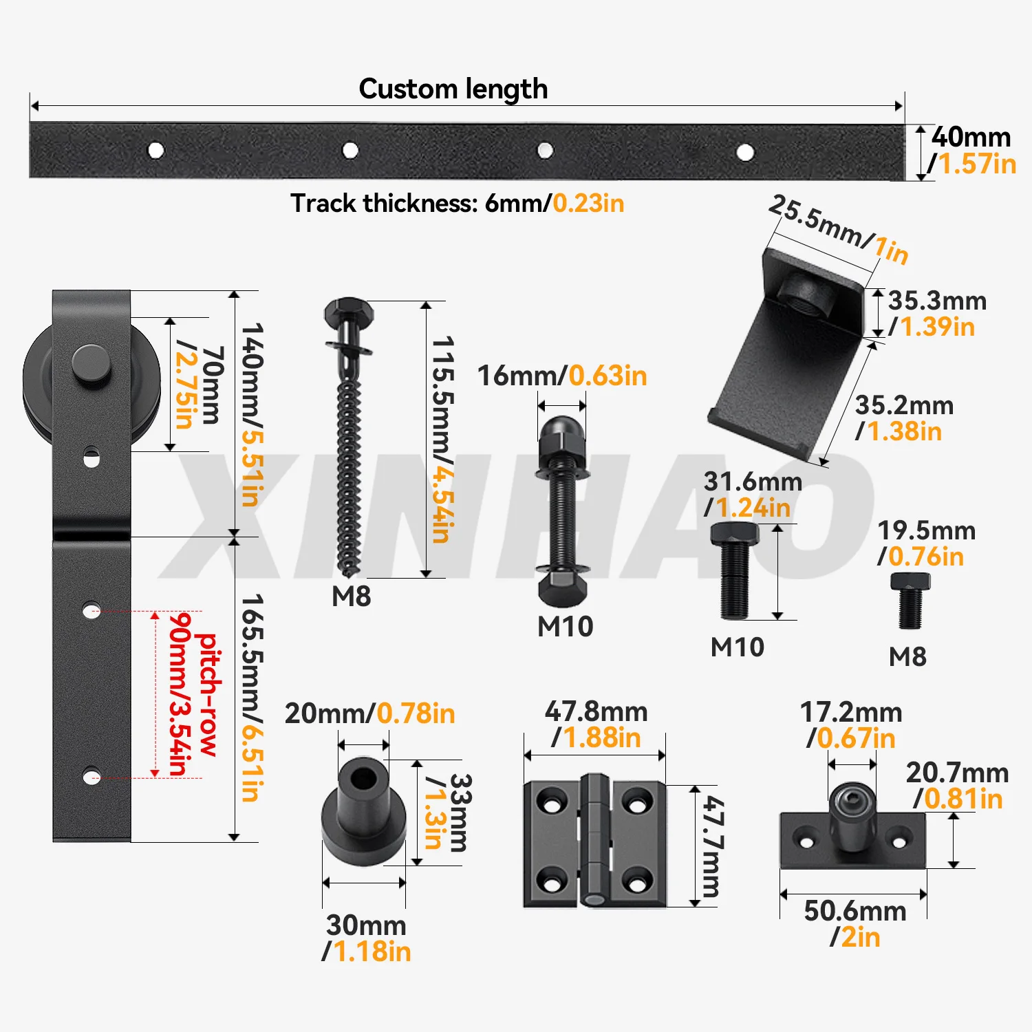 Hot Sale Bi-fold Sliding Barn Door Hardware Kit Four Door Panel Fittings Bi-folding Industrial Folding Door Roller
