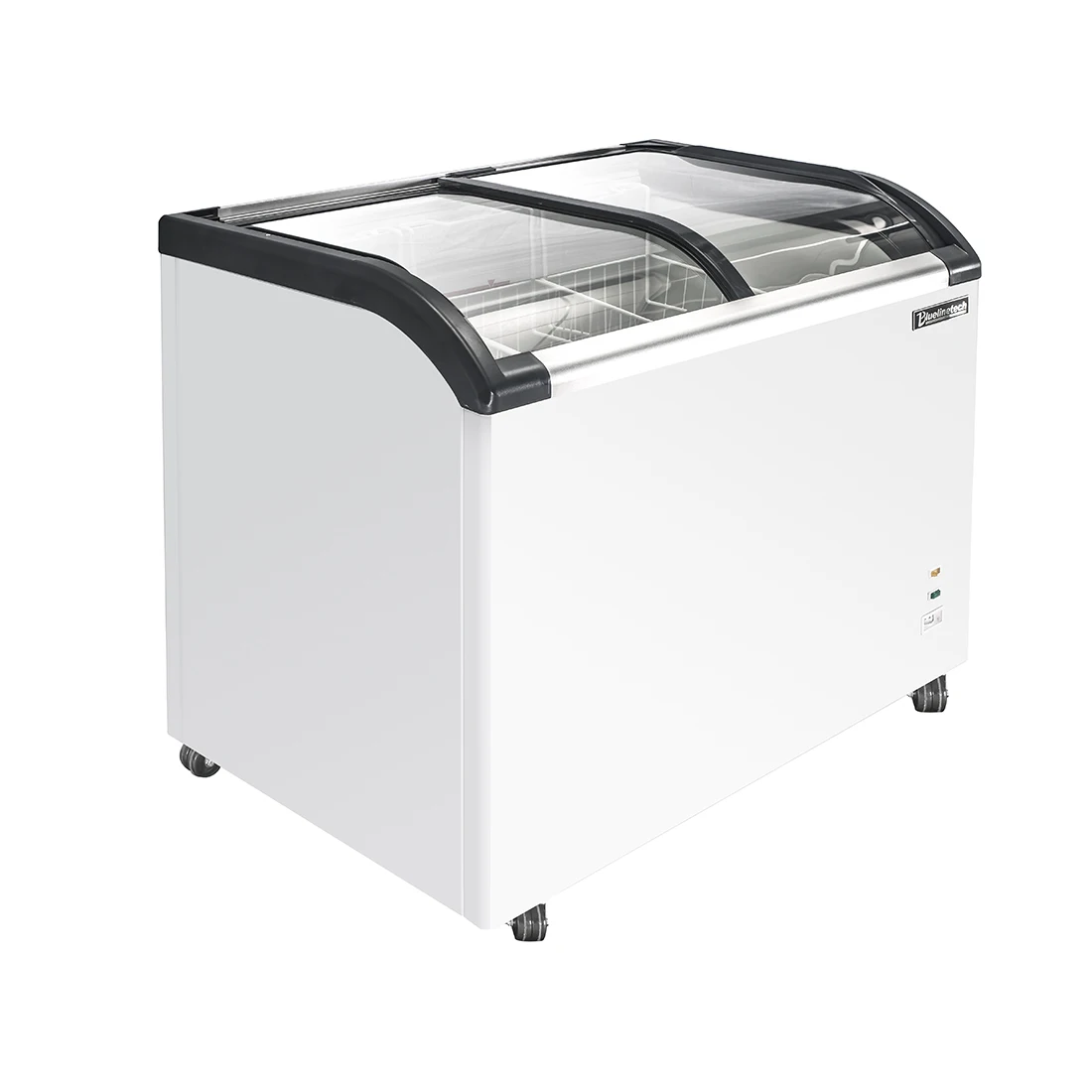 Supermarket Curved Glass Door Meat Showcase Commercial Island Chest Freezer