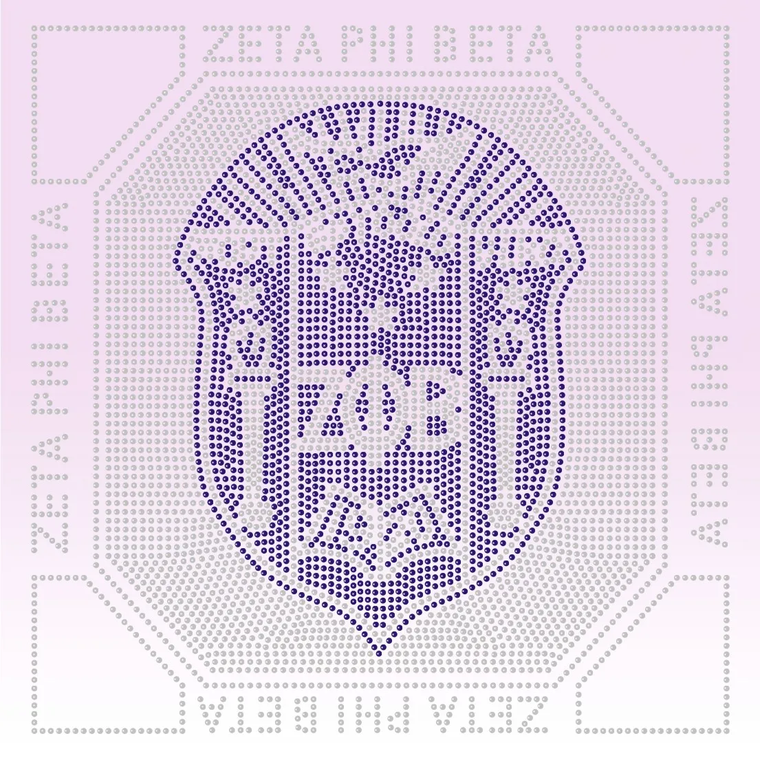 Custom bling Zeta Phi Beta Sorority round design heat transfer in rhinestones for kids garment