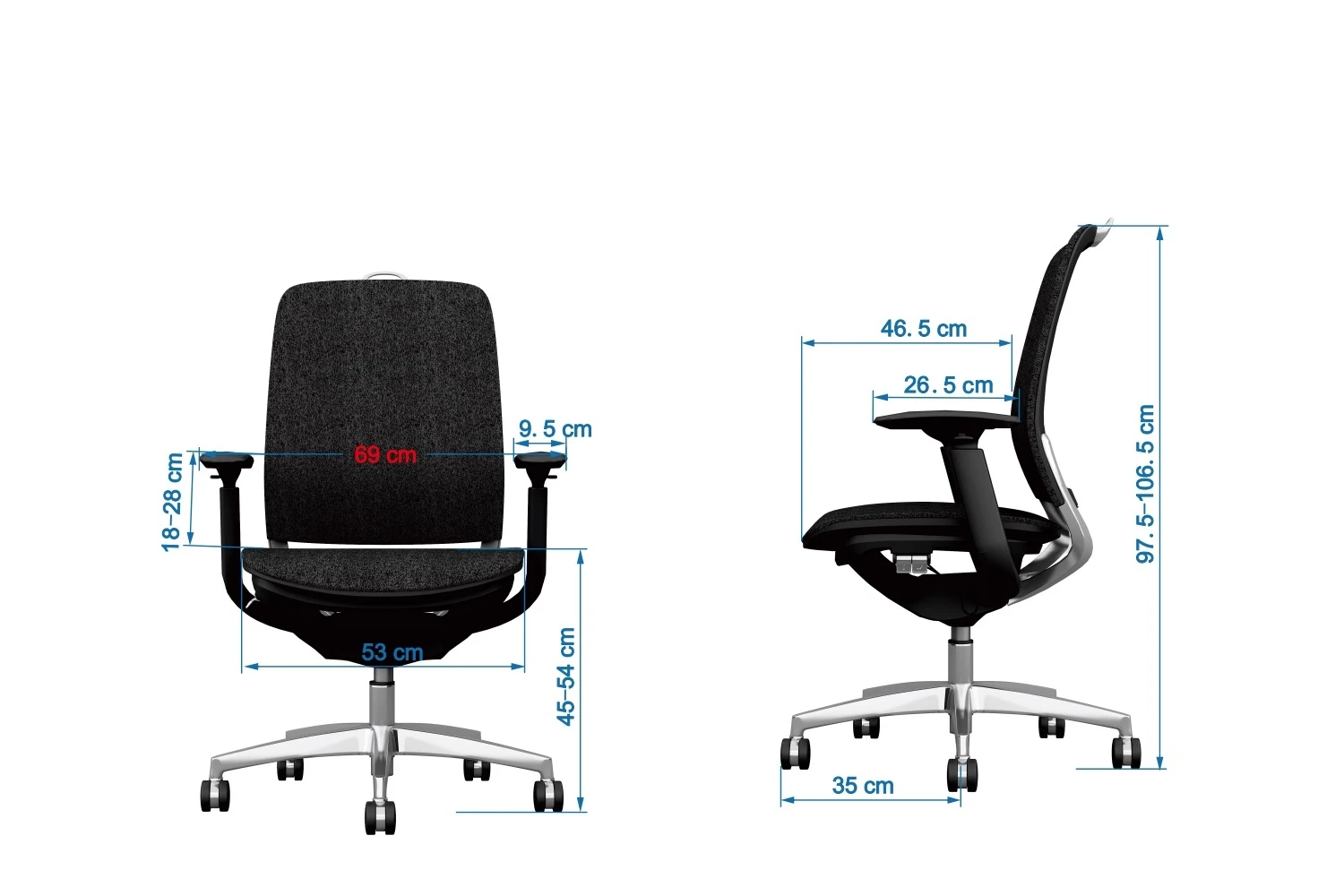 New Model JNS-HMS-WK Mid Back Lumbar Support Modern Ergonomic Office Chair Auto-weight Sensing Tilt Tension Staff Chair