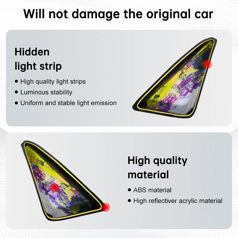 Road Top Night Light Ornaments Lamp Car Triangle Window Ornament Decoration Gift for Tesla Model 3 (All model Years)
