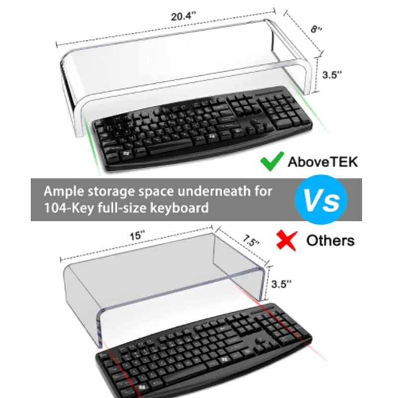 Transparent Acrylic Desk Monitor Stand 2 Tier Laptop Stand Riser For iMac, PC, Desktop, Laptop, TV Screen