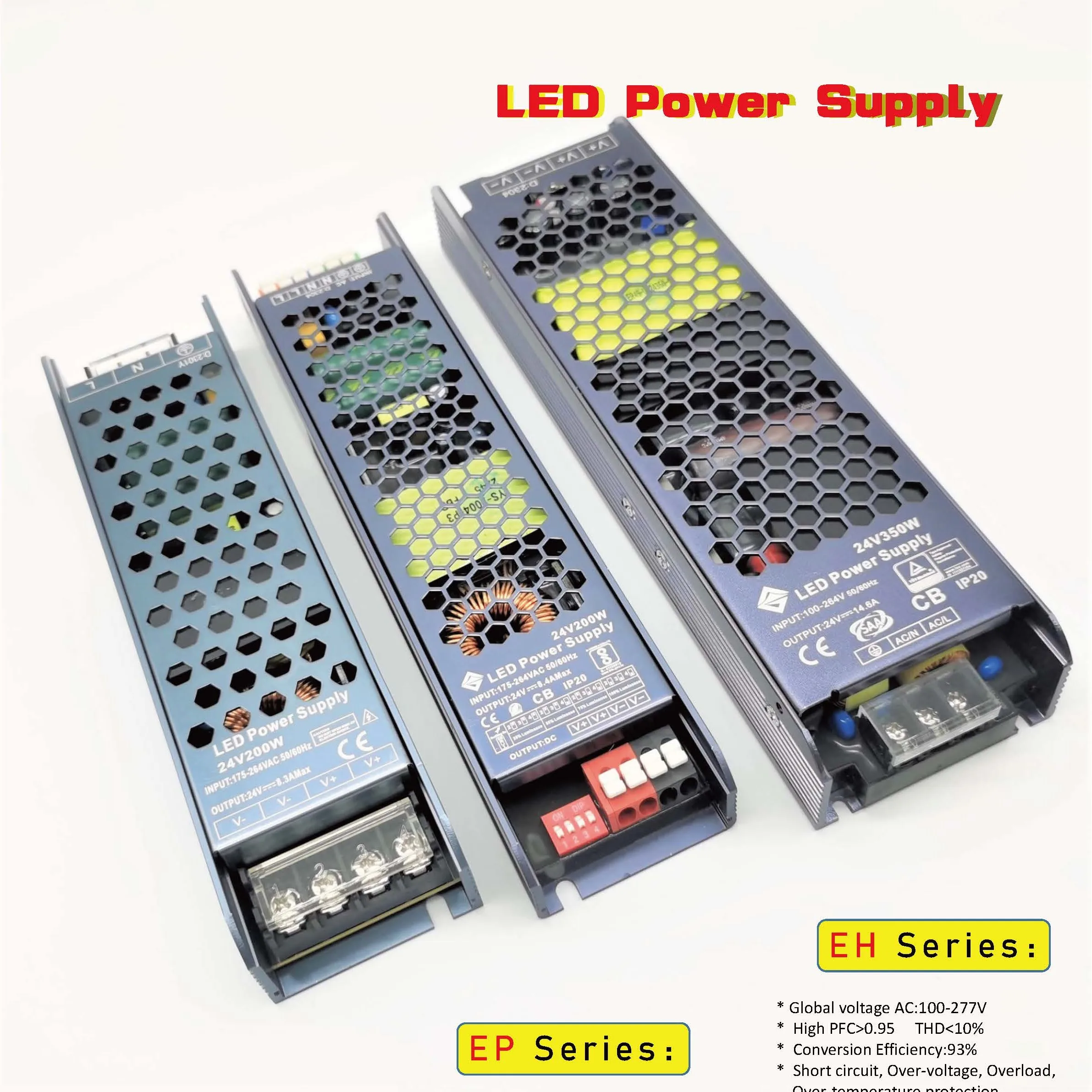 Hot Sales High PFC>0.95 12V 24V 36V 48V 60W 100W 250W 350W 500W led driver