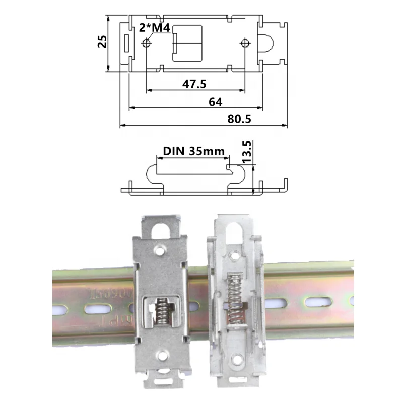 Iron small M4 hole solid-state relay rail buckle electrical rail installation bracket