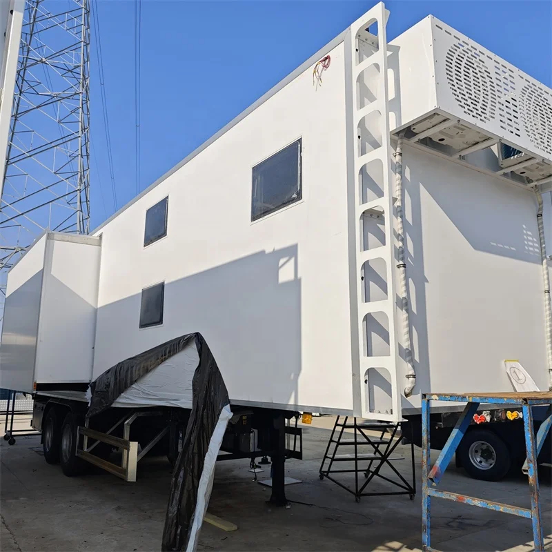 factory customized 3 Axles Semi trailer RV Mobile Office Trailer with living facilities and Communication System for sale