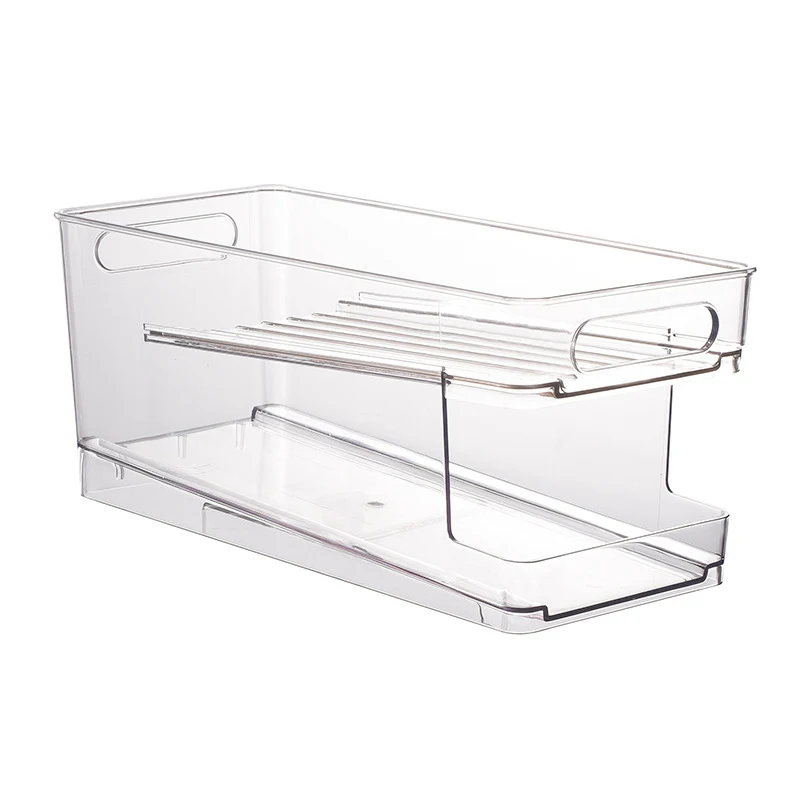 Clear Stackable Drink Beverage Rolling Soda Can Dispenser Holder container Refrigerator Drawer Storage Bins Fridge Organizer Set