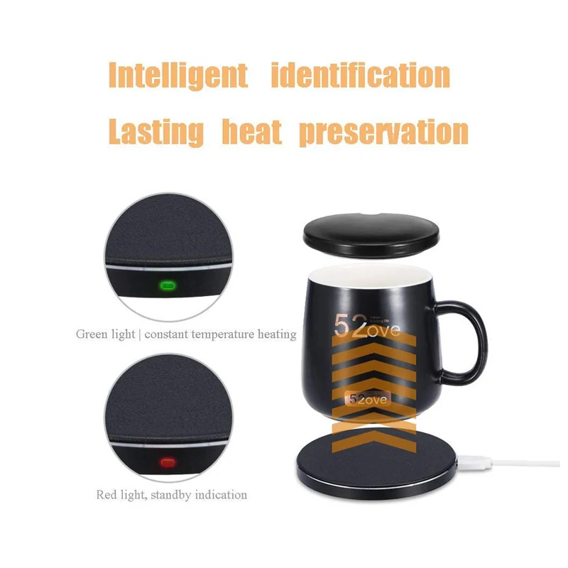
2 in 1 Heating Warm Cup With Wireless Charger Coffee Mug Warmer for Home Office Use Constant Temperature 