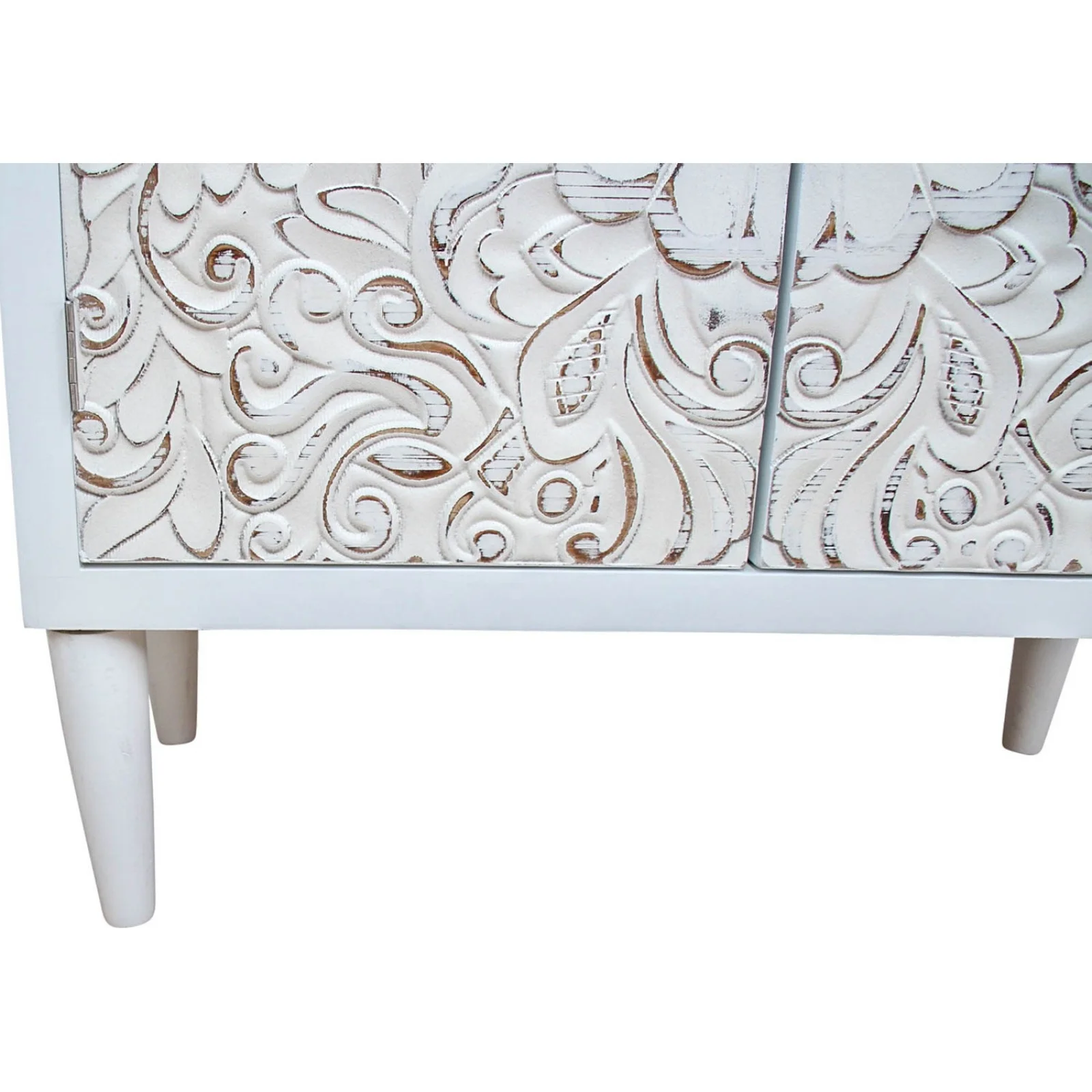 Wooden crave pattern 2 doors cabinet living room furniture  Antique  wash white Wood Cabinet manufacture