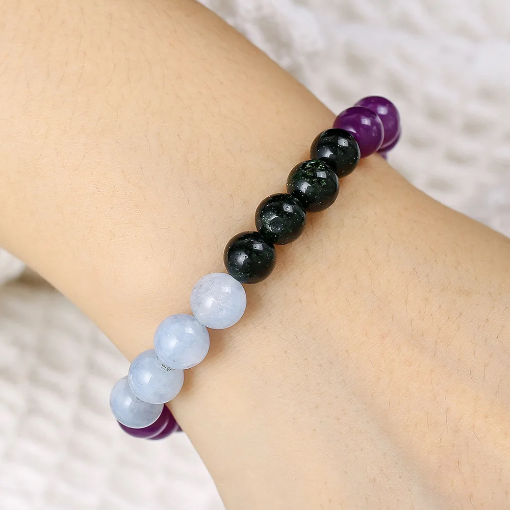 Colored Stone Crystal Beads Elastic Bracelet for Women Aventurine Malachite Beaded Bracelets Jewelry