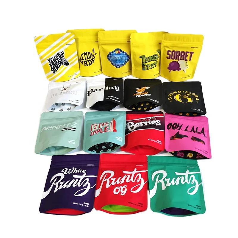 
New In stock Custom Logo Print Matte Smell Proof Packing Mini Zip lock Weed Mylar Plastic Cookie Packaging Bags With Window 