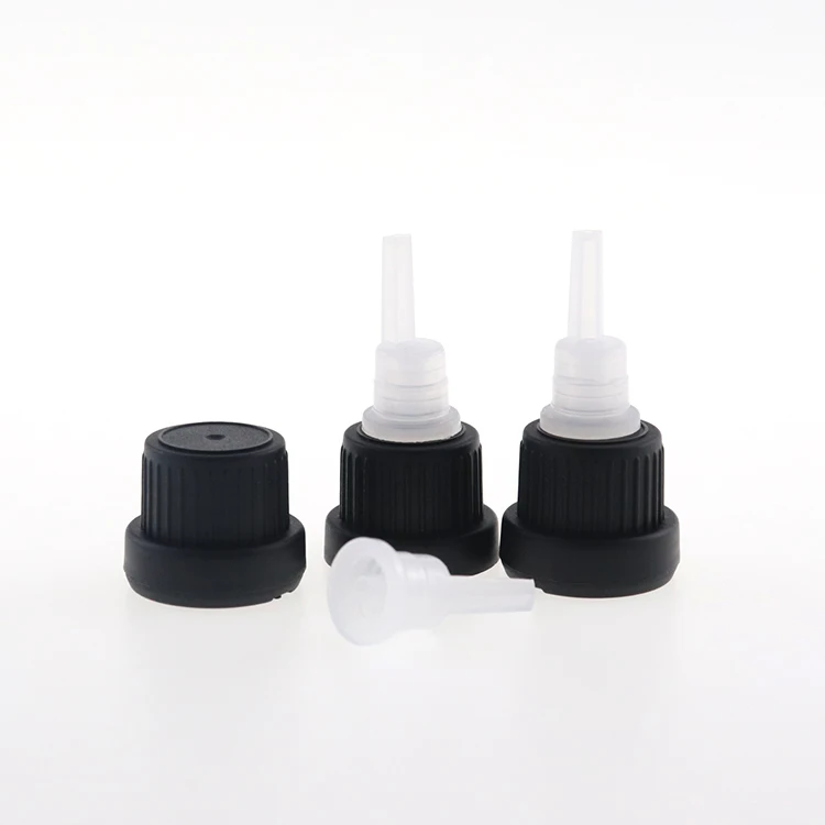 Tamper evident plastic child black resistant dropper cap 18mm with plastic dropper stopper