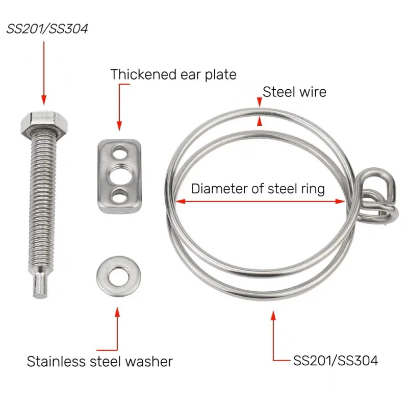 High quality low price stainless steel adjustable double wire hose clamp