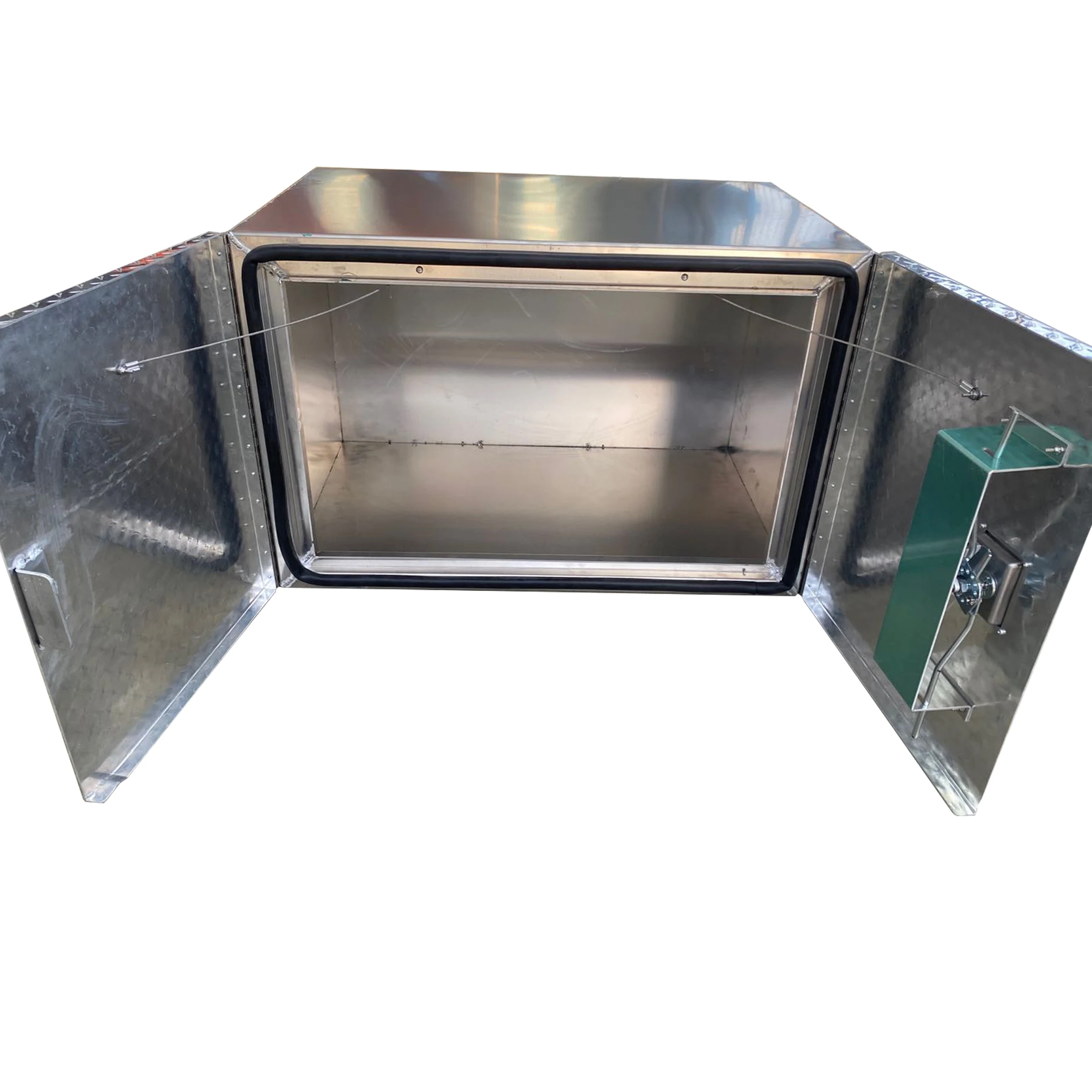 Custom Aluminum Bar Tread Tool Truck Storage Organizer Box for Trailer Toolbox with two doors