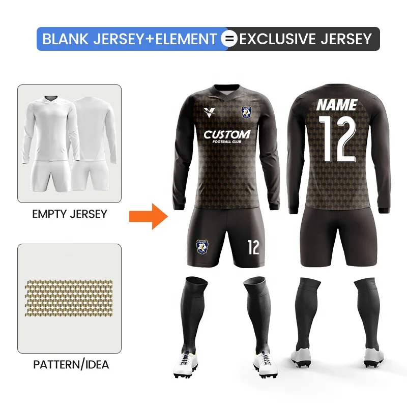 Custom soccer clothes Sublimation Men Long Sleeve Blank Soccer Jersey Youth original football shirt With Name Number WO-X1039