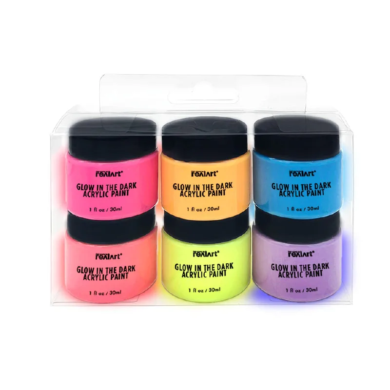 Wholesale 30ml 6 colors art glow in the dark acrylic paint